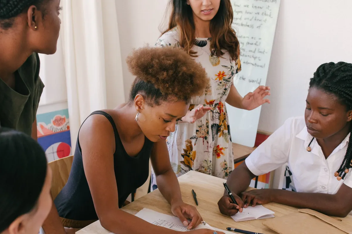 People working together around a table